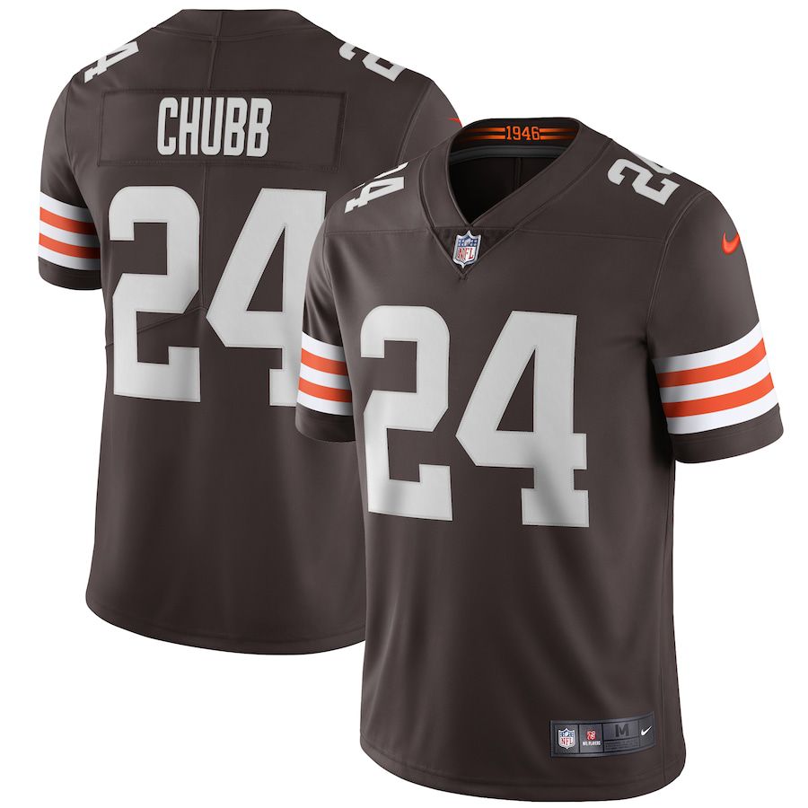 Men Cleveland Browns #24 Nick Chubb Nike Brown Vapor Limited NFL Jersey